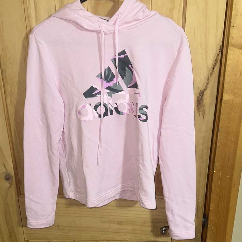 Adidas Light Pink Hoodie with Graphic Logo